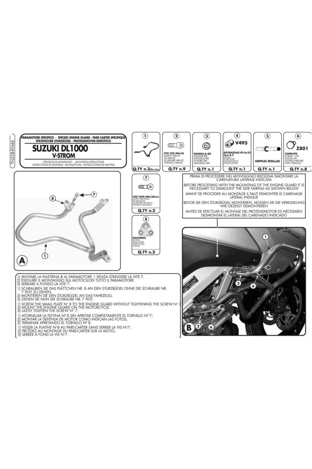 KAPPA KN46 SUZUKI DL 1000 V-STROM (02-11) KORUMA DEMİRİ