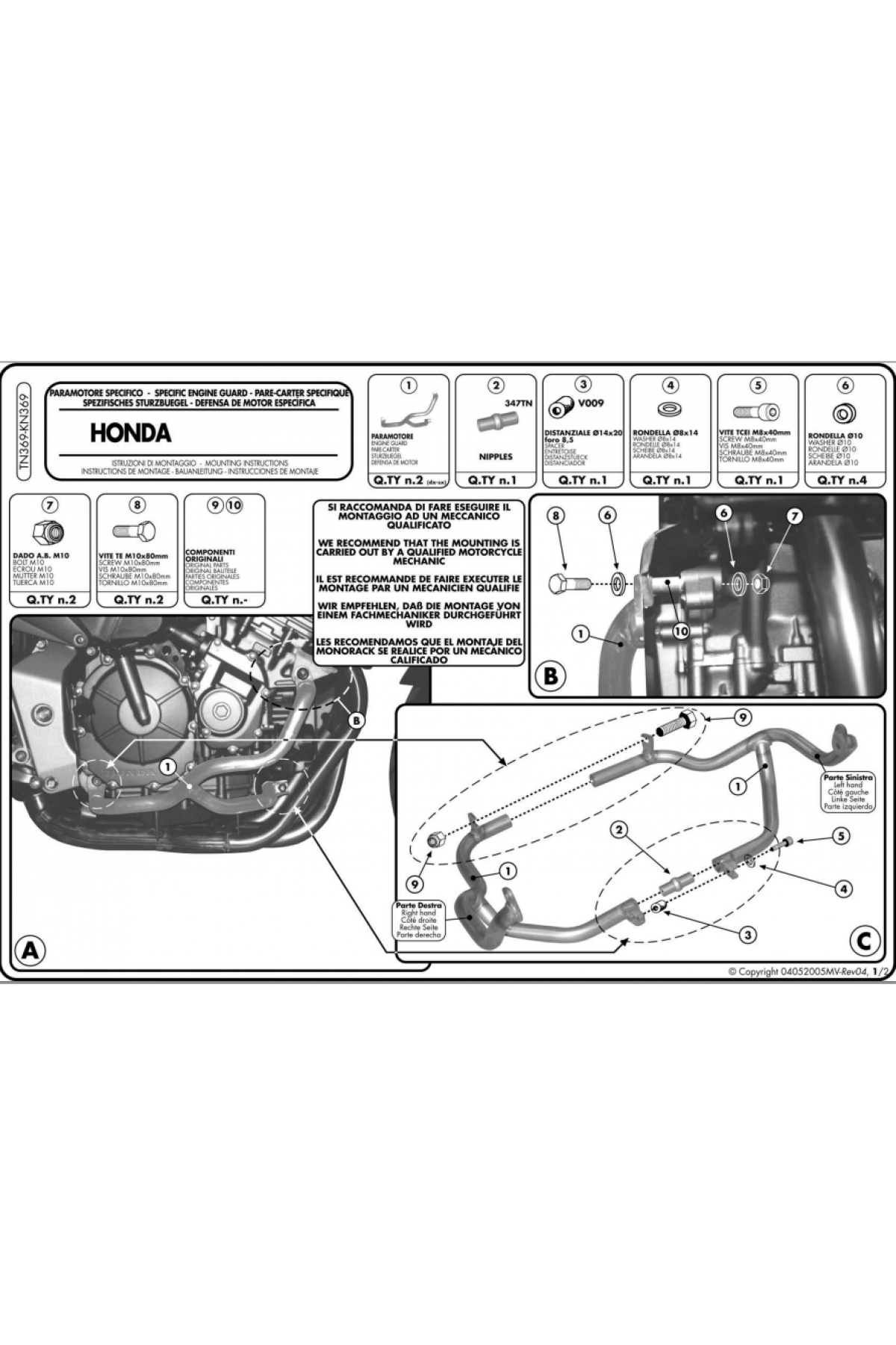 KAPPA KN369 HONDA CBF 600S -600N (04-07) KORUMA DEMİRİ
