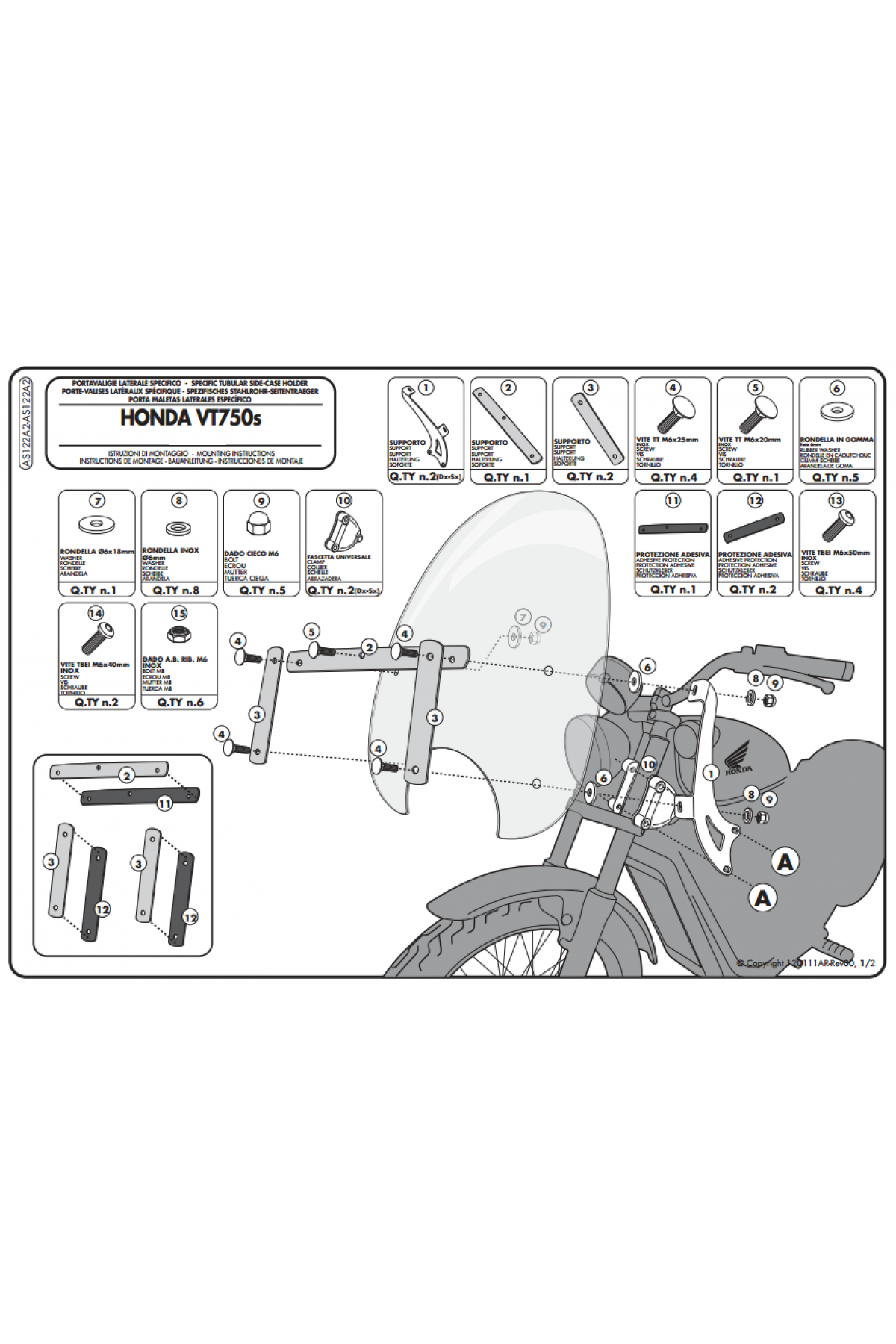 KAPPA AS122A2 HONDA VT 750 S (10-15) RÜZGAR SİPERLİK BAĞLANTISI