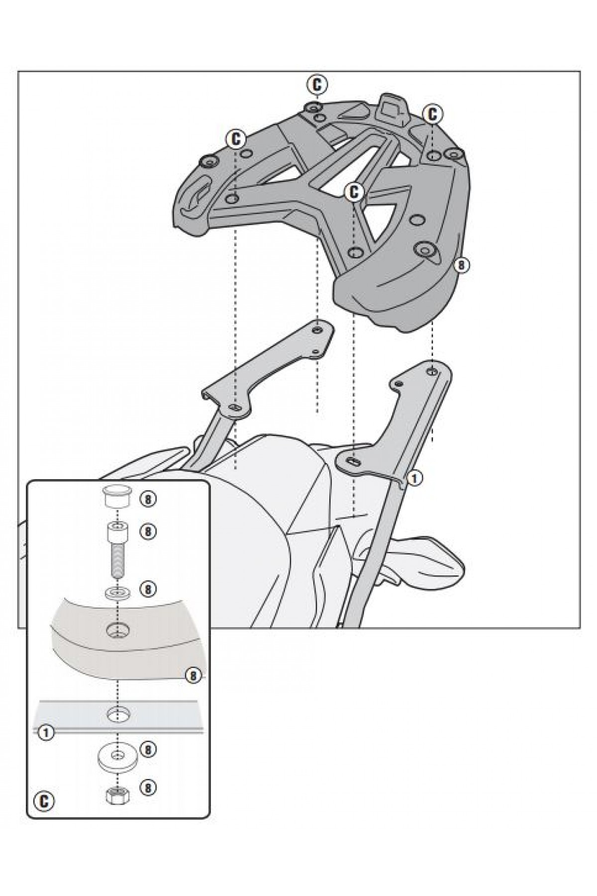 GIVI 1127FZ HONDA INTEGRA 750 (14-15) ARKA ÇANTA TAŞIYICI