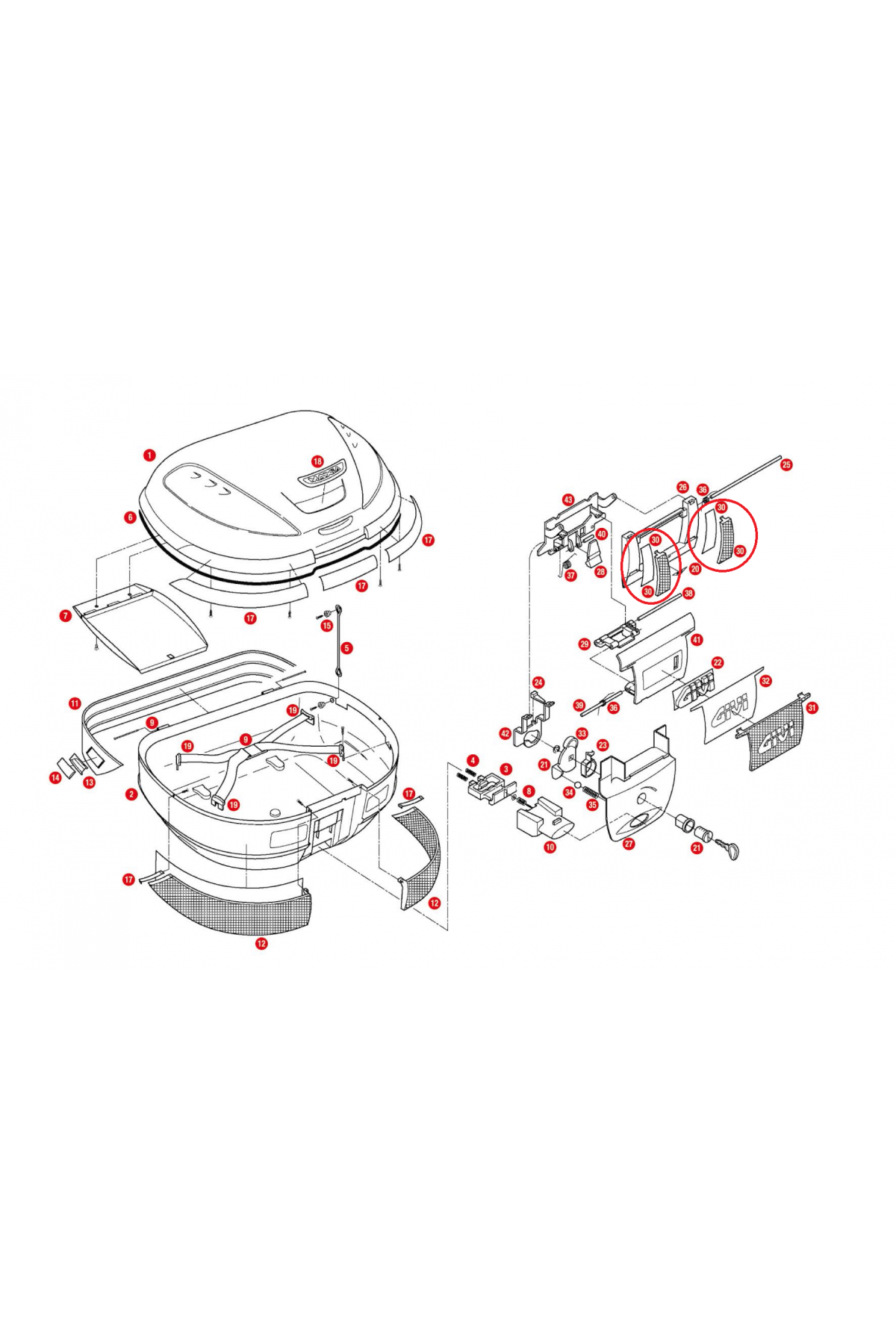GIVI Z616KIT ÇANTA REFLEKTÖRÜ ORTA TUTMA KULPU E52