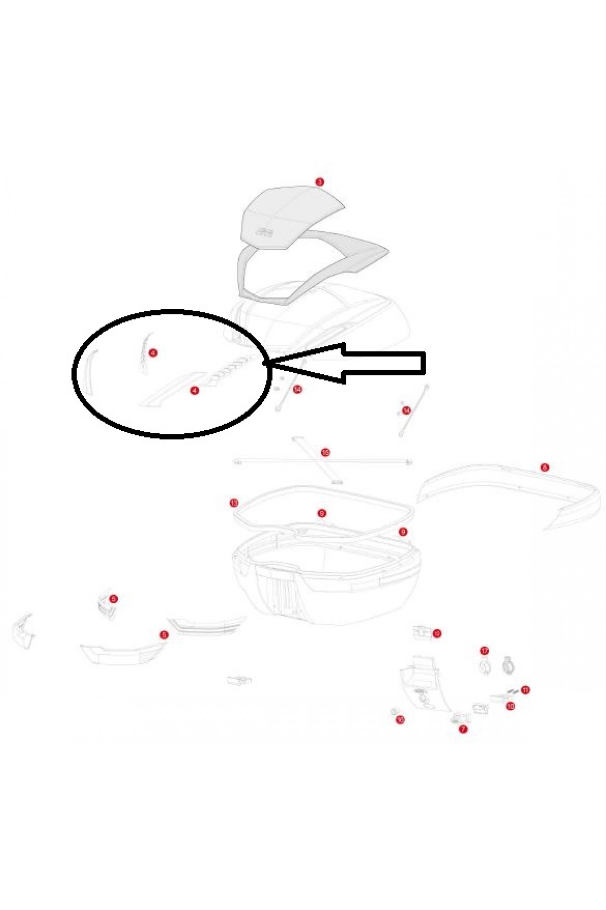 GIVI Z4703FR ÇANTA REFLEKTÖRÜ ÜST TAKIM GRİ V47