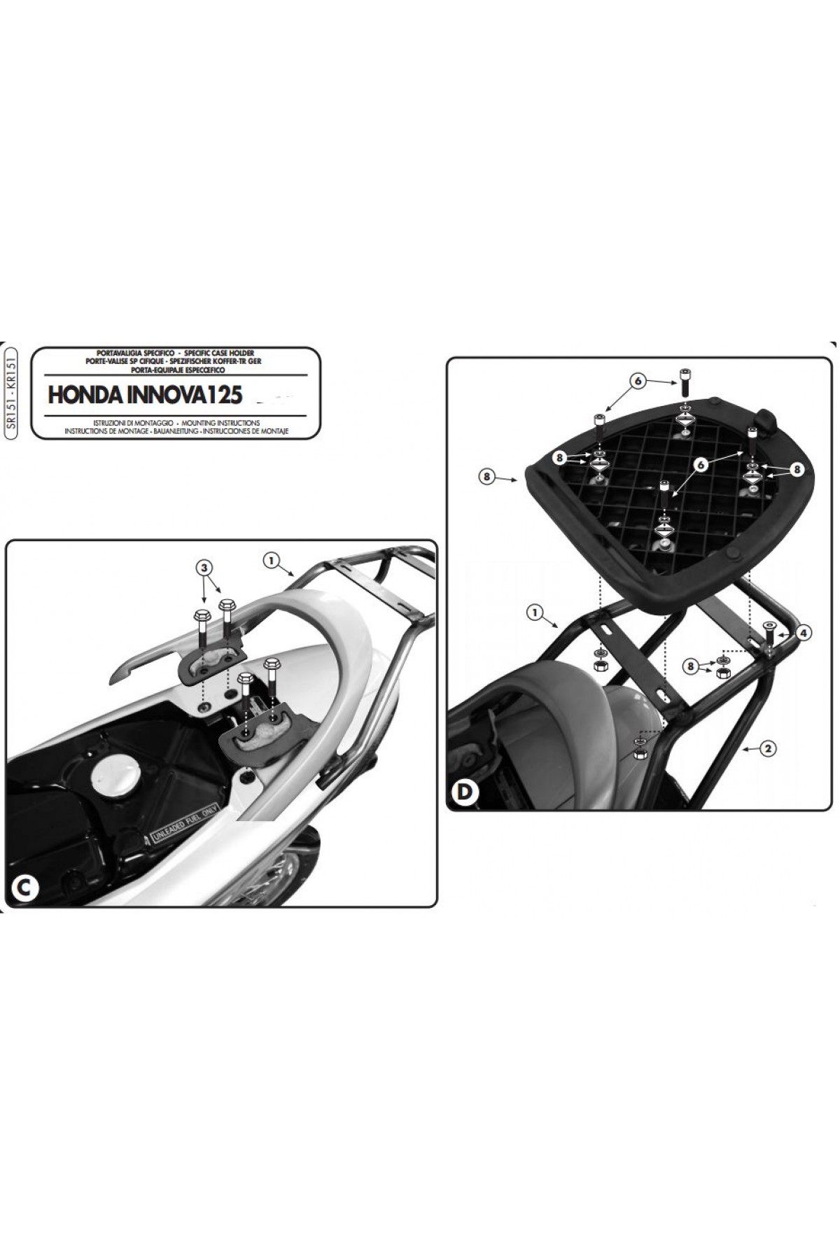 GIVI SR151 HONDA INNOVIA 125 (07-14) ARKA ÇANTA TAŞIYICI