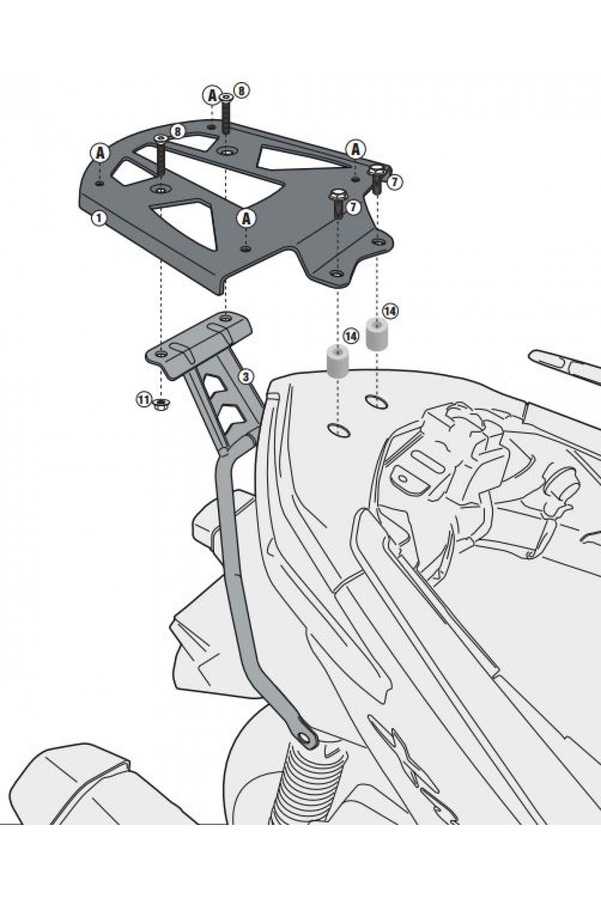 GIVI SR2117 YAMAHA X-MAX 125-250 (14-17) ARKA ÇANTA TAŞIYICI