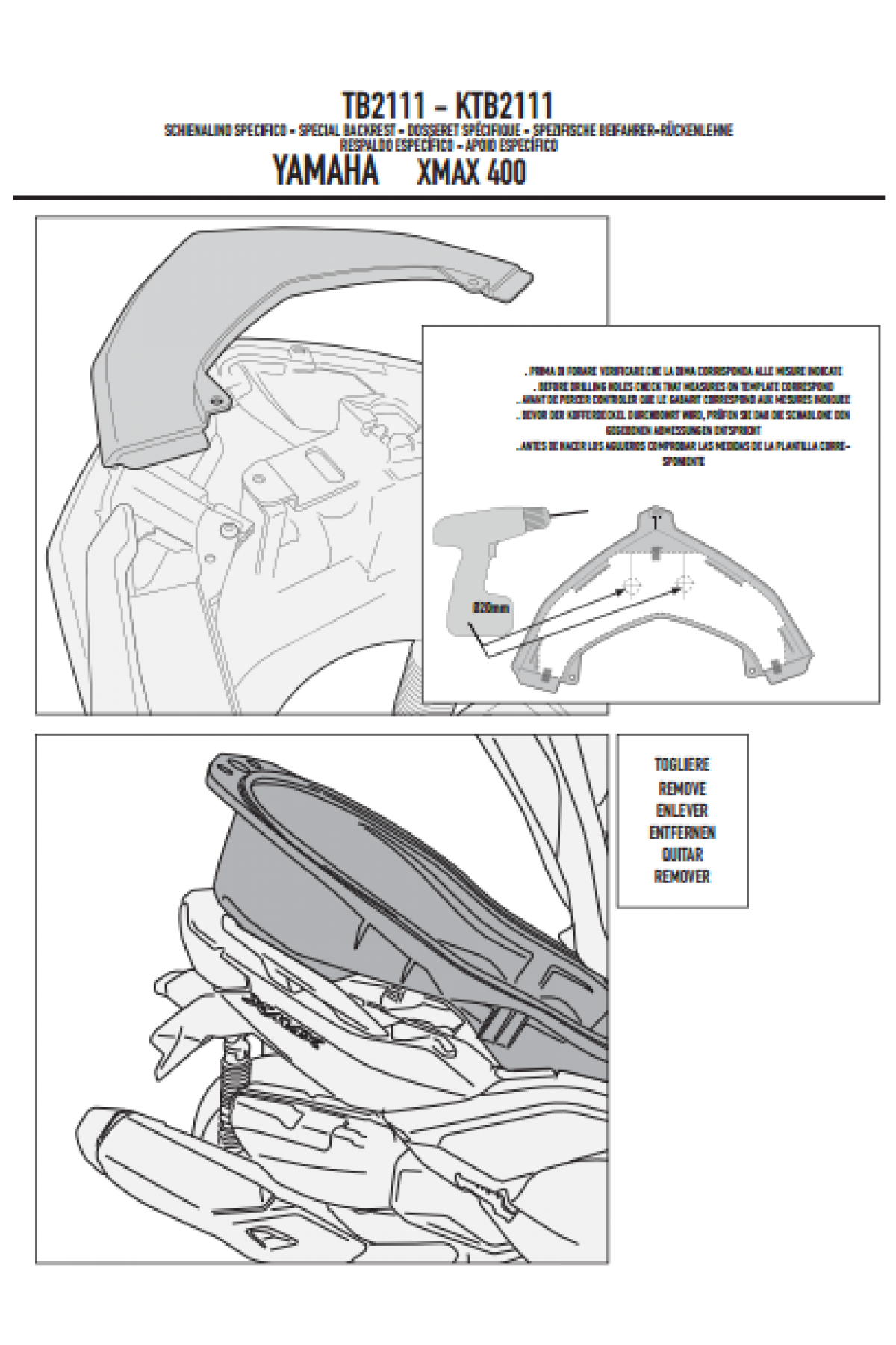 GIVI TB2111 YAMAHA X-MAX 125-250-400 (13-17) SISSYBAR