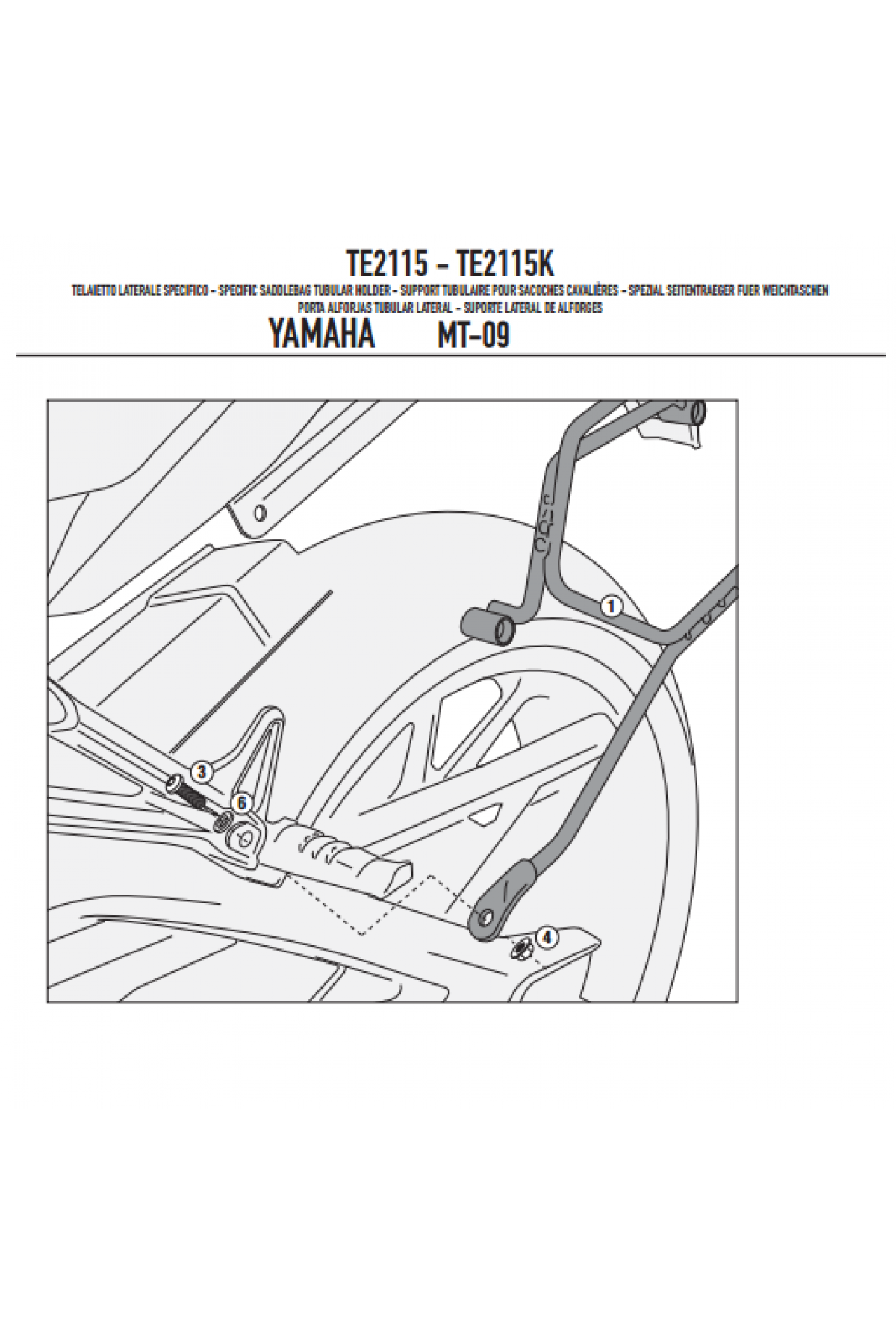 GIVI TE2115 YAMAHA MT-09 (13-16) YAN KUMAŞ ÇANTA TAŞIYICI