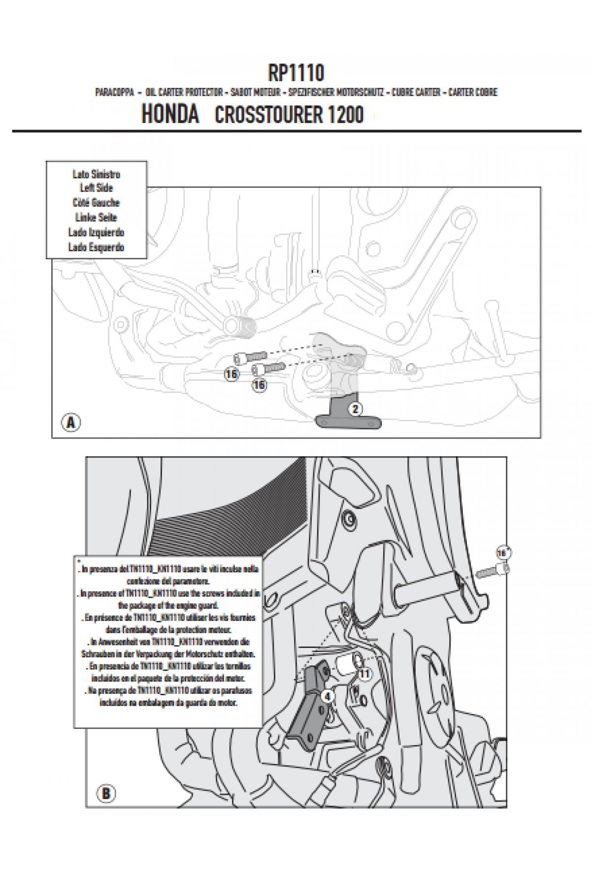 GIVI RP1110 HONDA VFR 1200X CROSSTOURER (12-19) KARTER KORUMA