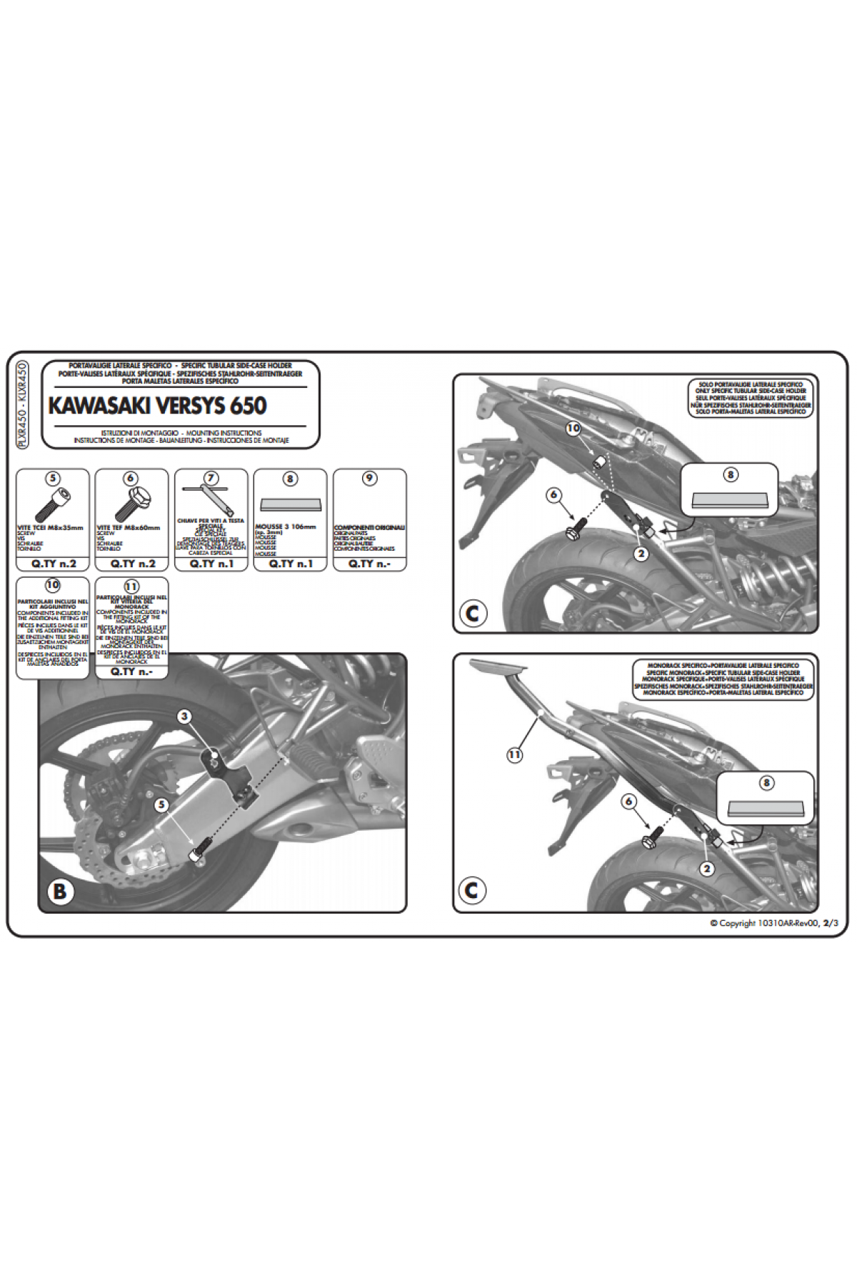 GIVI PLXR450 KAWASAKI VERSYS 650 (10-14) YAN ÇANTA TAŞIYICI