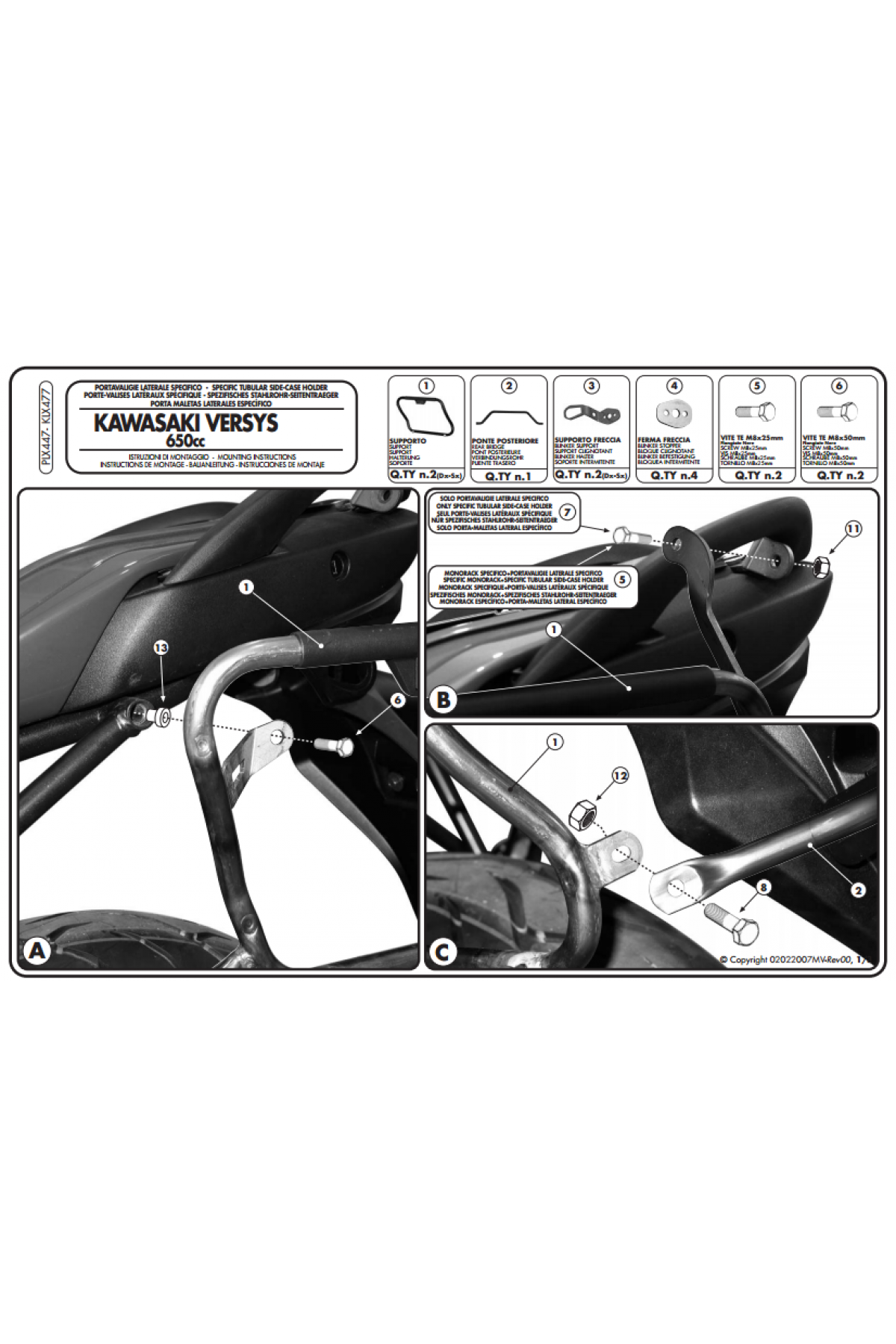 GIVI PLX447 KAWASAKI VERSYS 650 (06-09) YAN ÇANTA TAŞIYICI