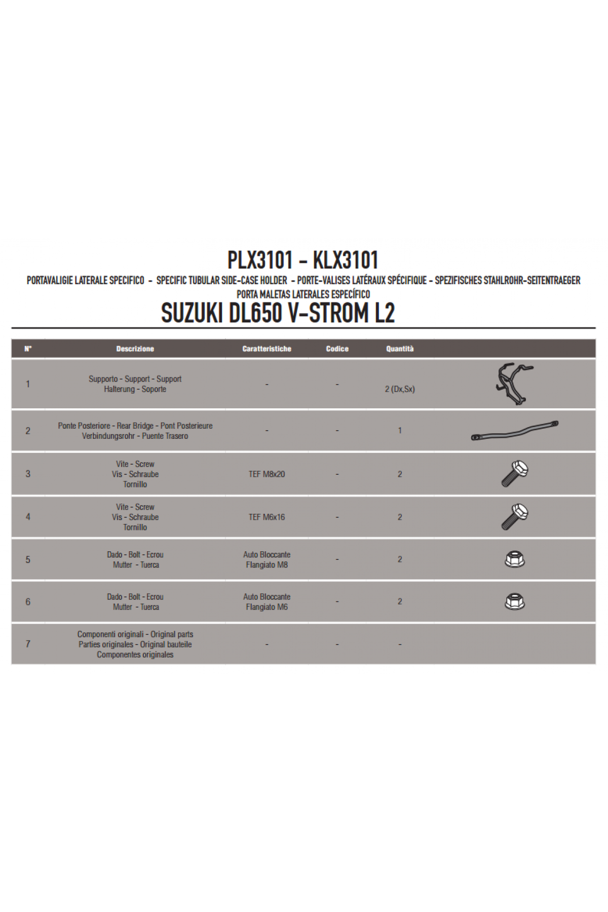 GIVI PLX3101 SUZUKI DL 650 V-STROM (11-16) YAN ÇANTA TAŞIYICI