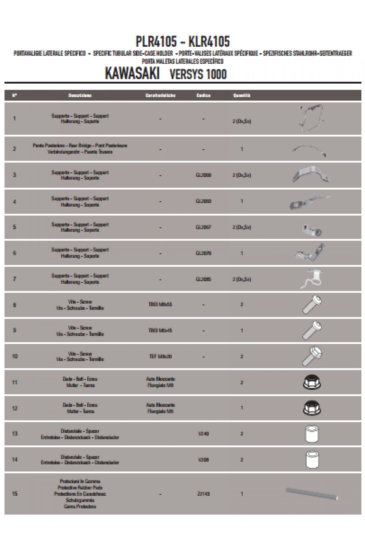 GIVI PLR4105 KAWASAKI VERSYS 1000 (12-14) YAN ÇANTA TAŞIYICI