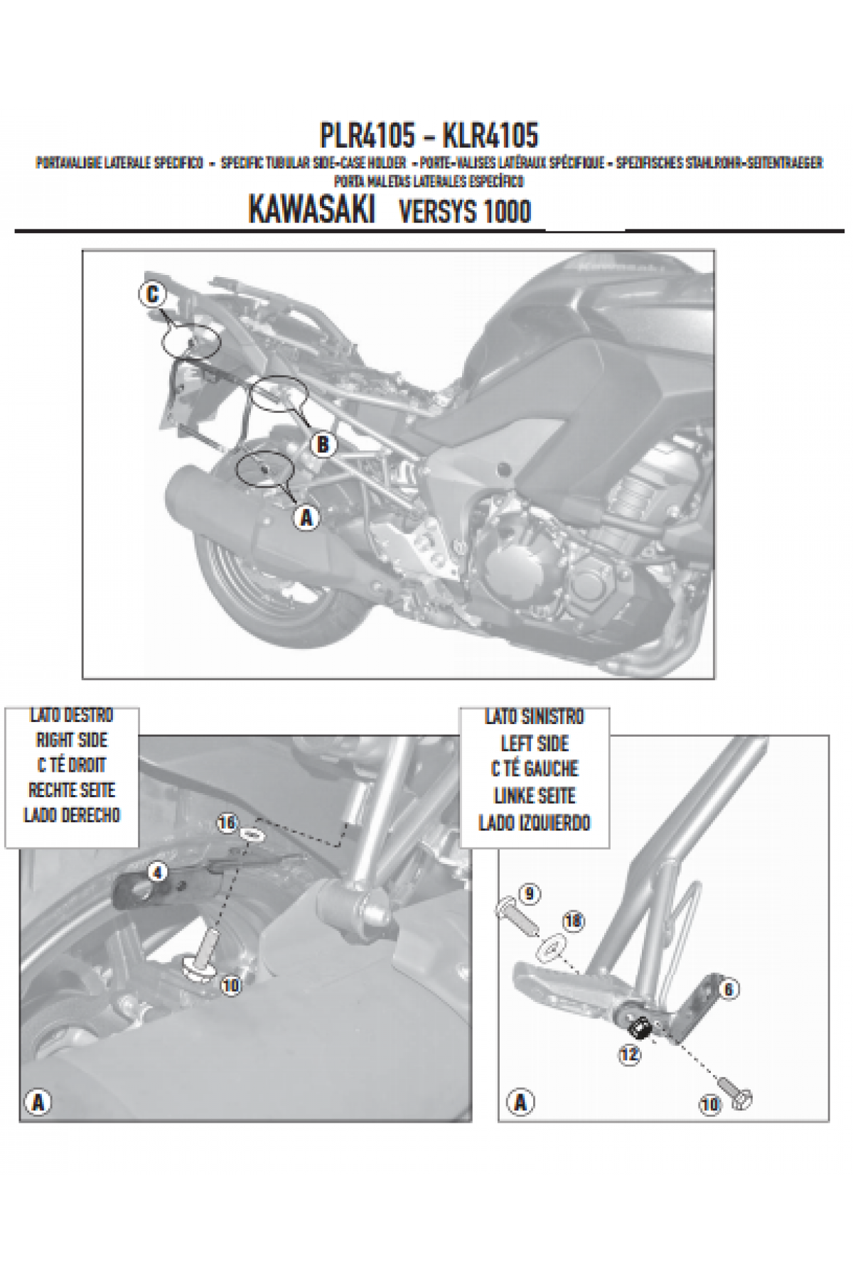 GIVI PLR4105 KAWASAKI VERSYS 1000 (12-14) YAN ÇANTA TAŞIYICI