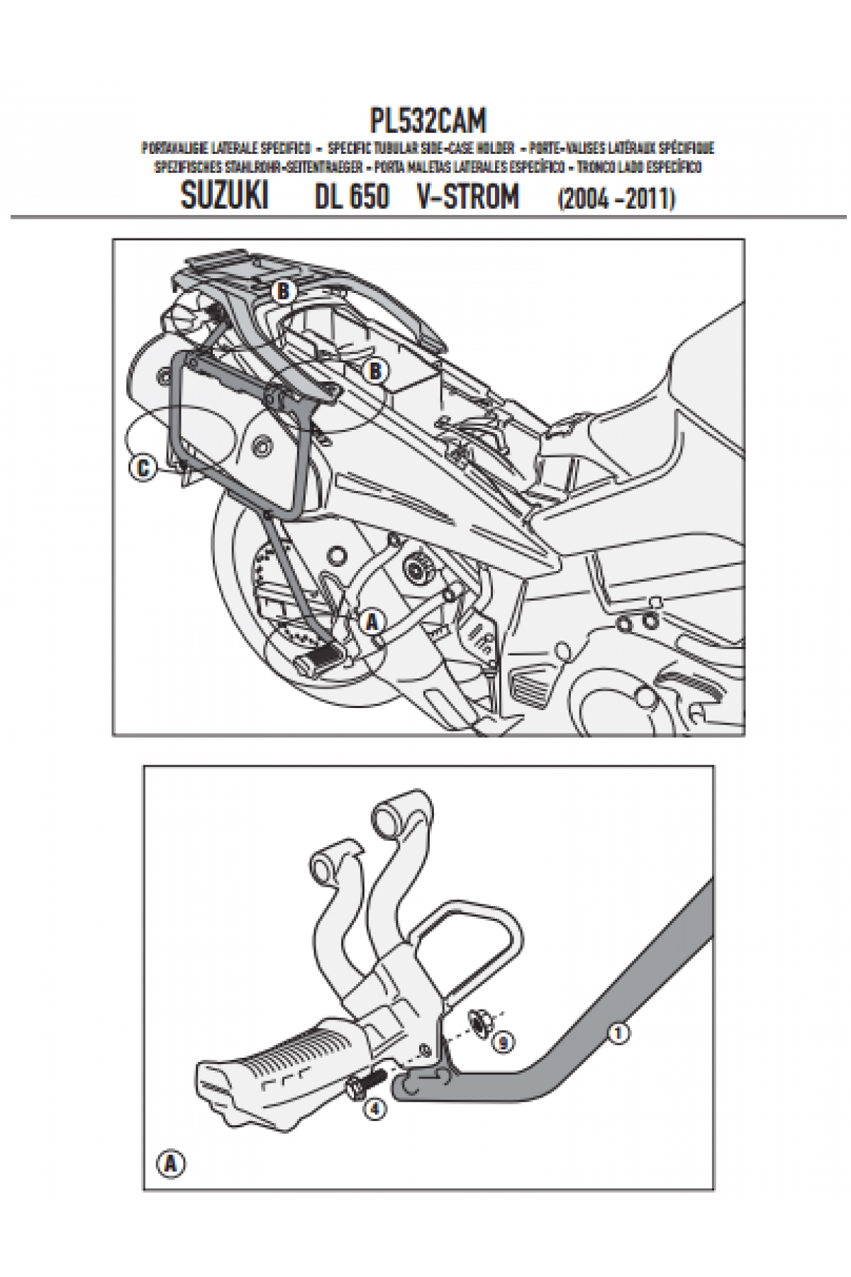 GIVI PL532CAM SUZUKI DL 650 V-STROM (04-11) YAN ÇANTA TAŞIYICI