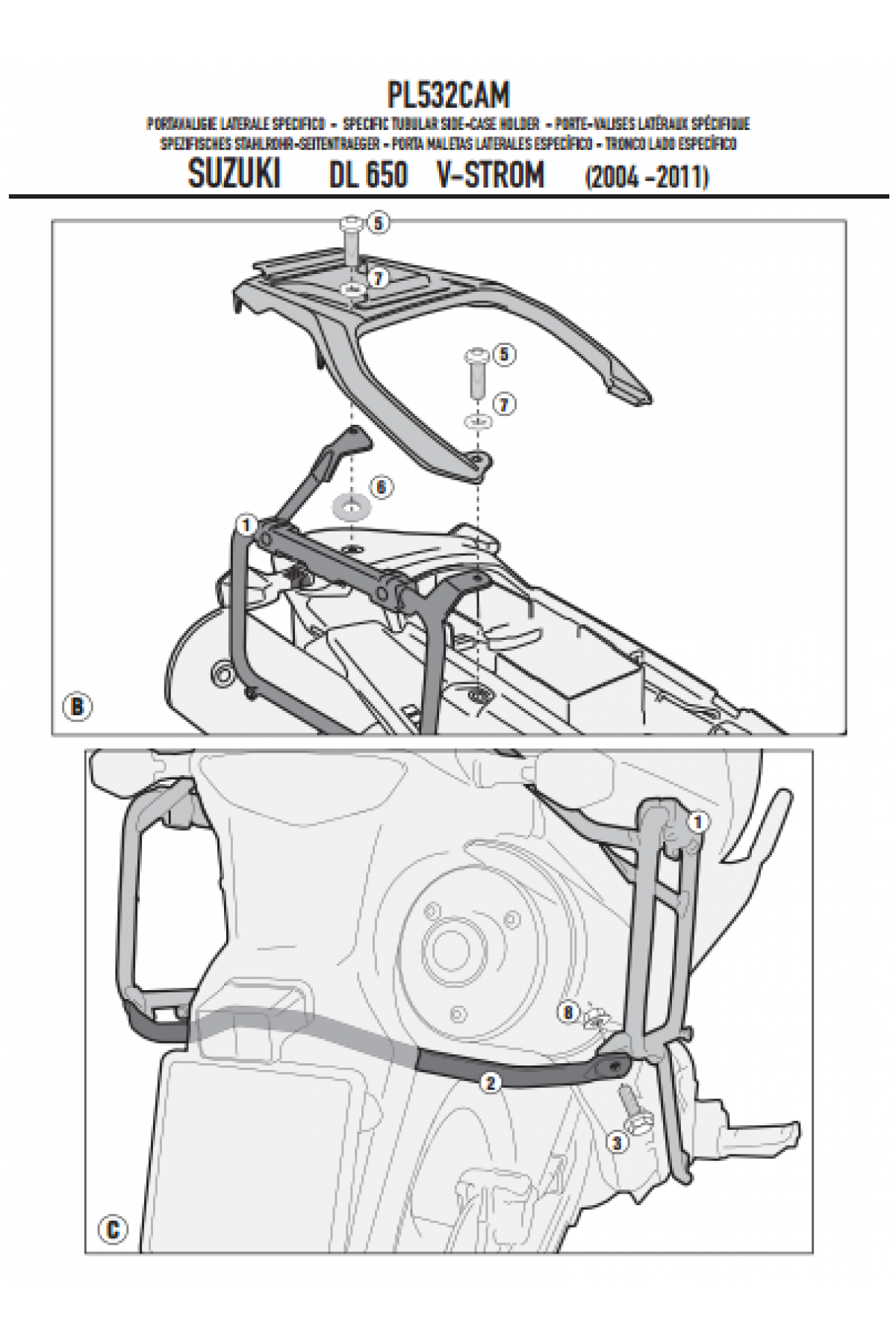 GIVI PL532CAM SUZUKI DL 650 V-STROM (04-11) YAN ÇANTA TAŞIYICI