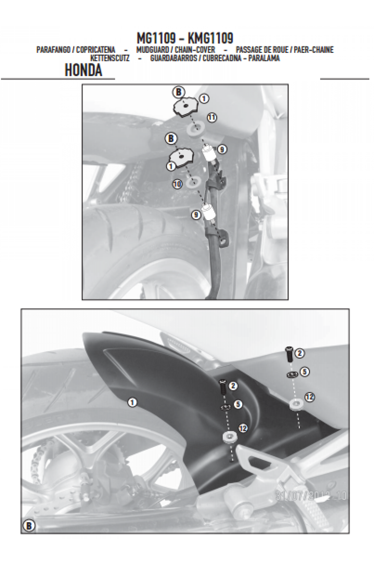 GIVI MG1109 HONDA NC 700 X-S - NC 750 X-S - INTEGRA 700 ZİNCİR MUHAFAZA VE ÇAMURLUK
