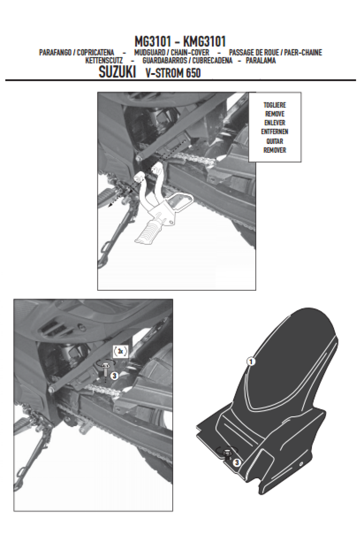 GIVI MG3101 SUZUKI DL 650 V-STROM (11-16) ZİNCİR MUHAFAZA VE ÇAMURLUK