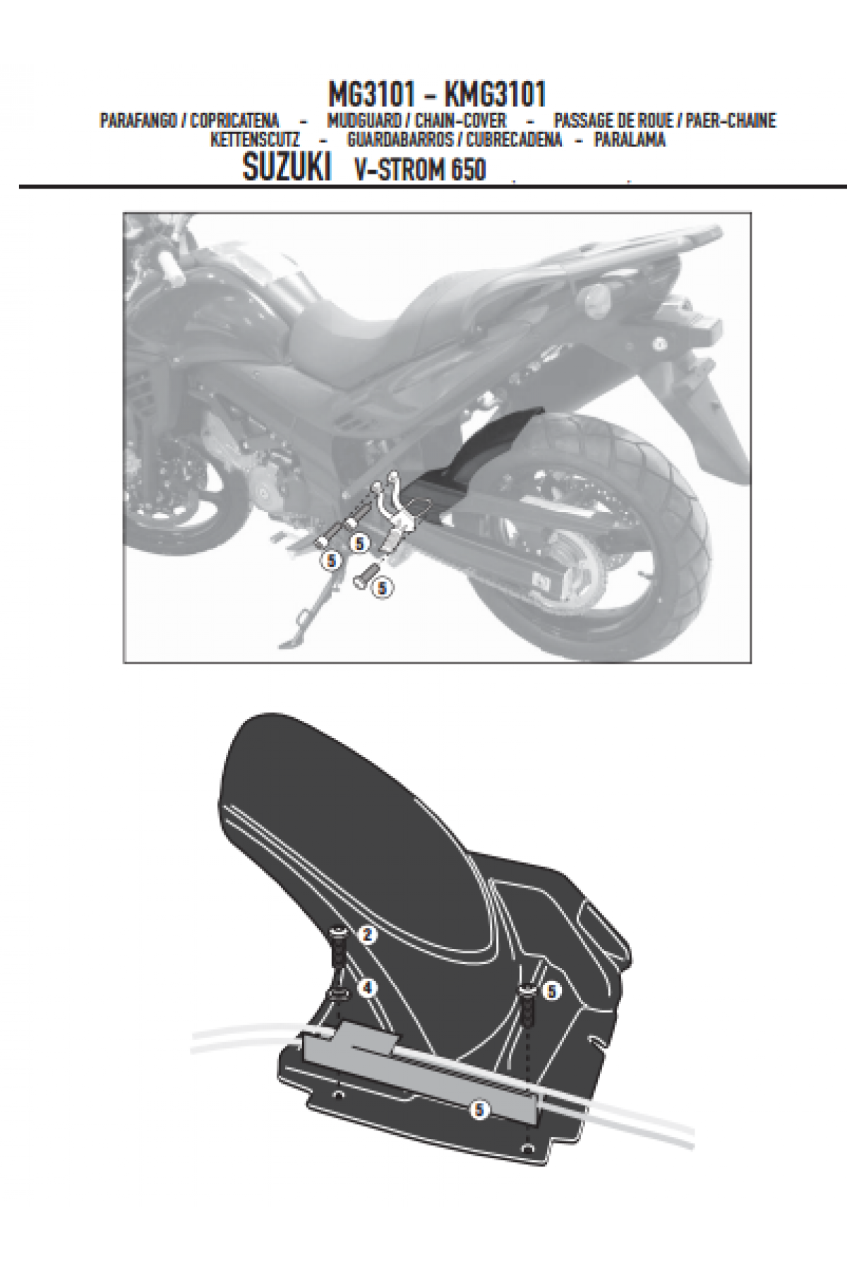 GIVI MG3101 SUZUKI DL 650 V-STROM (11-16) ZİNCİR MUHAFAZA VE ÇAMURLUK