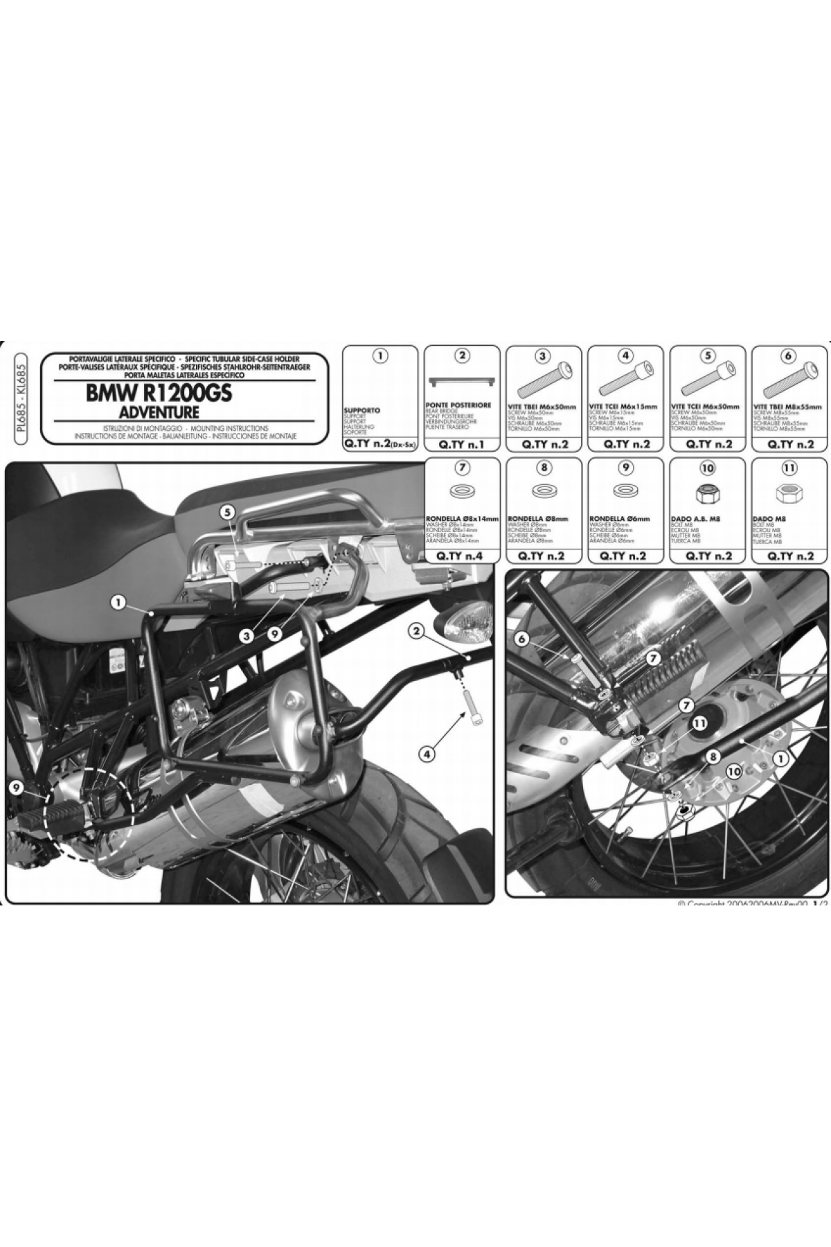 GIVI PL685 BMW R 1200GS ADVENTURE (06-13) YAN ÇANTA TAŞIYICI