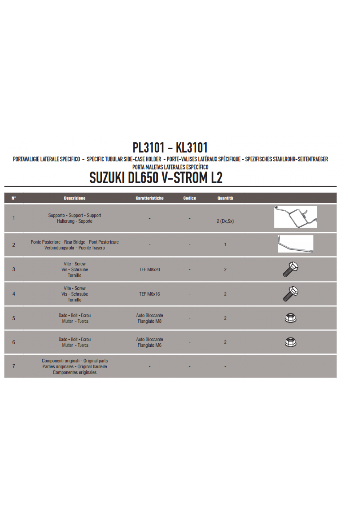 GIVI PL3101 SUZUKI DL 650 V-STROM (11-16) YAN ÇANTA TAŞIYICI