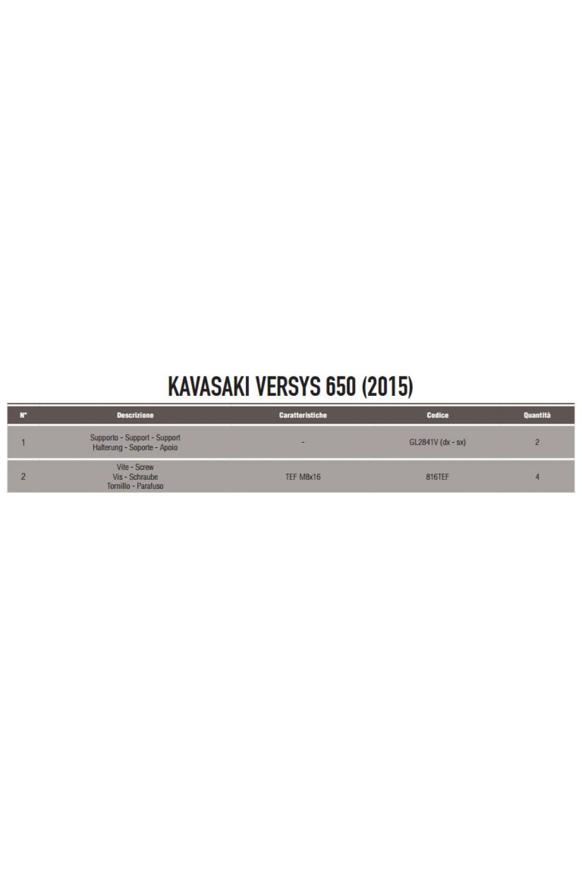 KAPPA 4114KITK KAWASAKI VERSYS 650 (15-21) YAN ÇANTA TAŞIYICI BAĞLANTI KITI