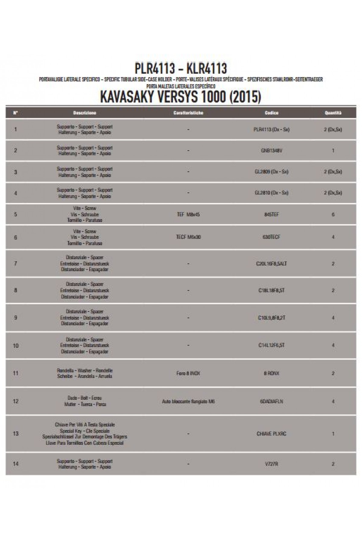 GIVI PLR4113 KAWASAKI VERSYS 1000 (15-16) YAN ÇANTA TAŞIYICI
