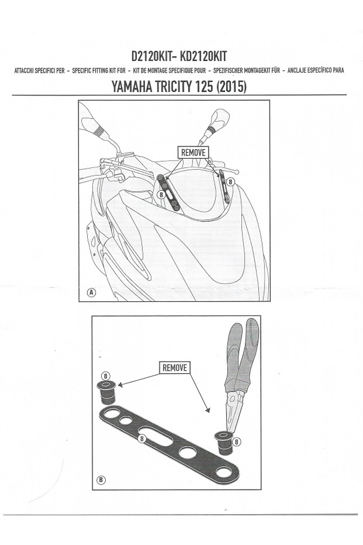 GIVI D2120KIT YAMAHA TRICITY 125-155 (14-22) RÜZGAR SİPERLİK BAĞLANTISI